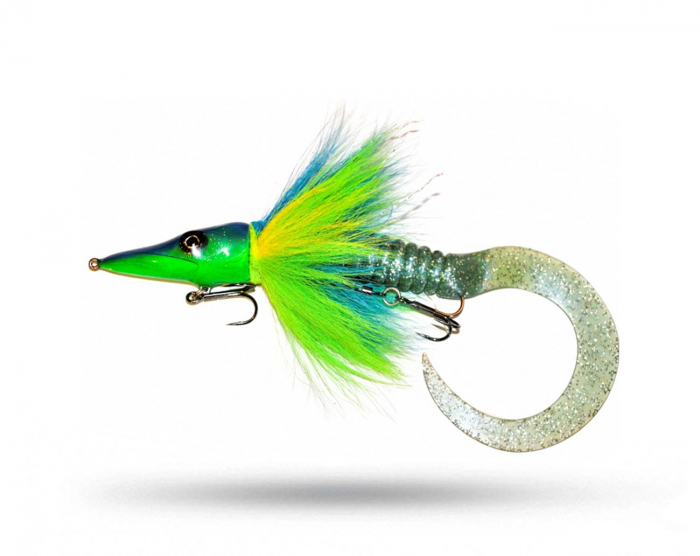 L.Corr Lures Disco Pike X-Large - Green Blue Yellow i gruppen Fiskedrag / Spinnfluga hos Örebro Fiske & Outdoor AB (Disco Pike XL-GBY)